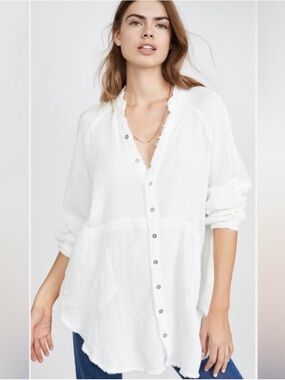 Free People Summer Daydream Gauze Beach cover up white womans XL NWOT